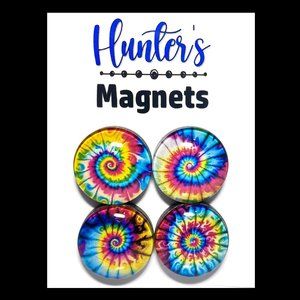 Set of 4 Magnets - Tie Dye Boho 60's 70's Glass Refrigerator Kitchen Whiteboard